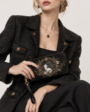 Dual Feline Long Zip Wallet
