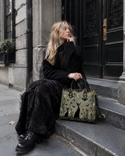 Nocturne Feline Leather Handbag