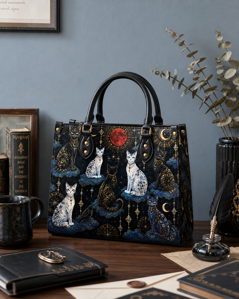 Crimson Moon Leather Handbag