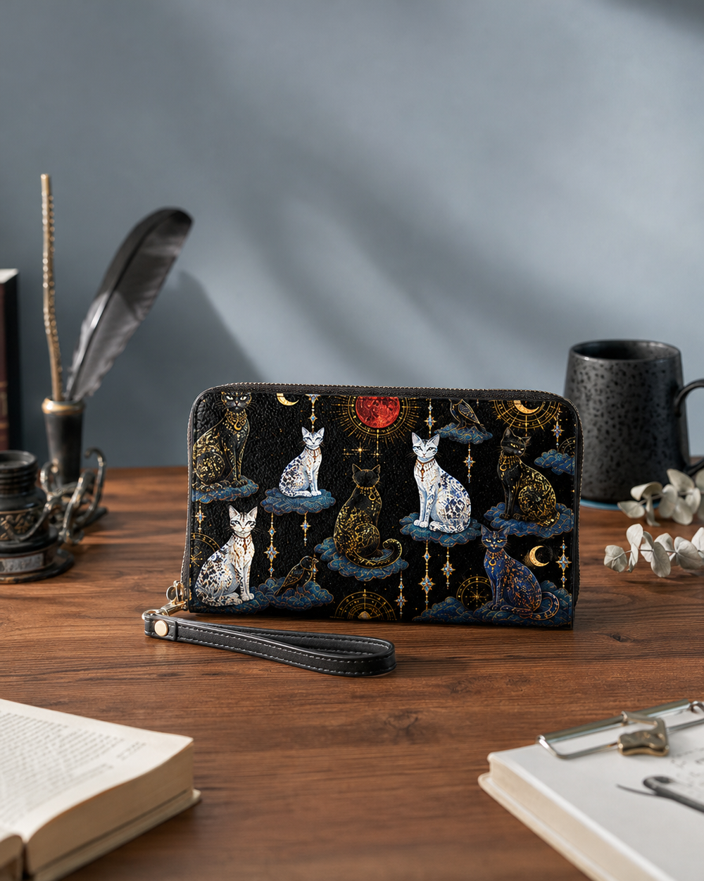 Crimson Moon Long Zip Wallet