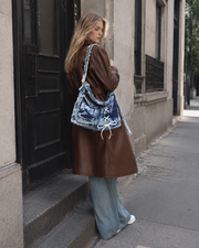 Tide Fray Denim Lace Hobo Bag