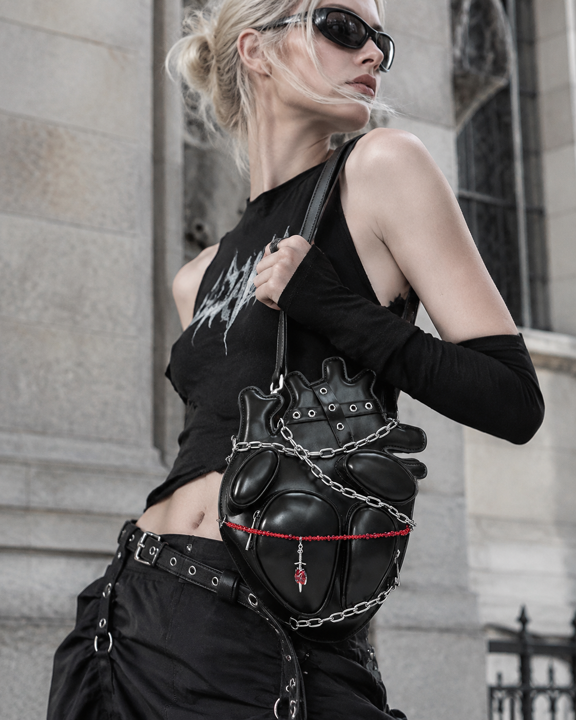Bloody Dagger Heart Crossbody