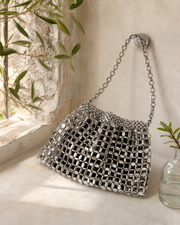 Silver Stardust Mesh Clutch
