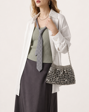 Silver Stardust Mesh Clutch