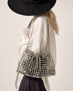 Silver Stardust Mesh Clutch