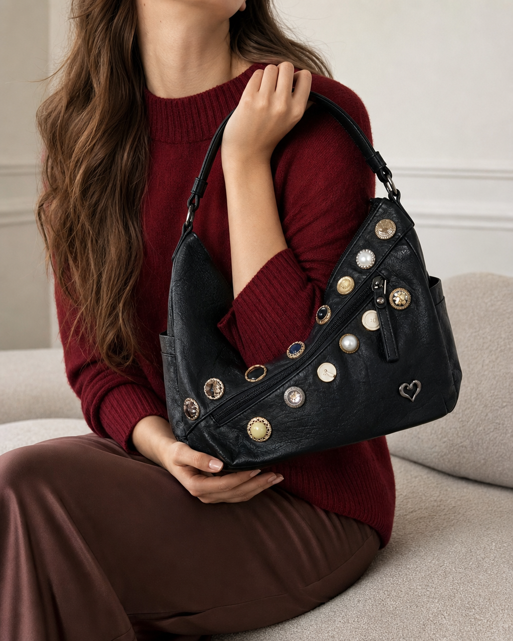 Vintage Button Crossbody