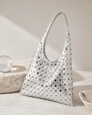 Liquid Silver Studded Hobo