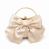 Champagne Bow Satin Clutch
