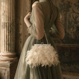 Fluffy Feather Crystal Clutch
