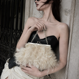 Fluffy Feather Crystal Clutch