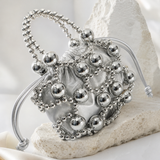 Metallic Bead Bucket Purse
