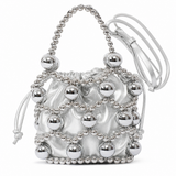 Metallic Bead Bucket Purse