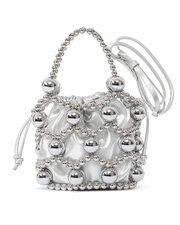 Metallic Bead Bucket Purse