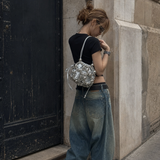 Metallic Bead Bucket Purse