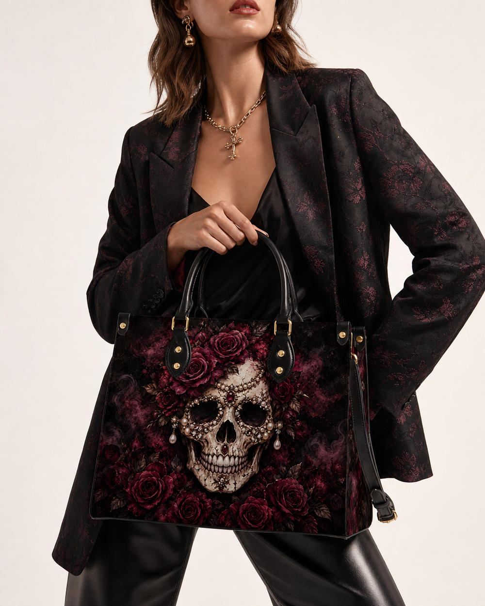 PearlSkull Leather Handbag