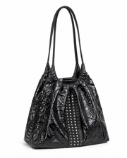 Rivet Crinkle Leather Tote