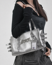 Silver Punk Harness Tote Purse