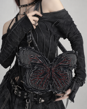 Frayed Denim Butterfly Backpack