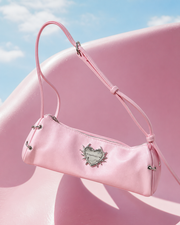 Spiked Heart Pink Baguette Bag