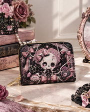 Pink Satin Bone Poem Mini Wallet