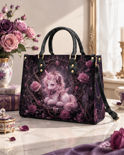 Slumbering Rose Unicorn Leather Handbag