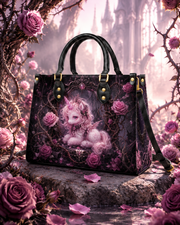 Slumbering Rose Unicorn Leather Handbag