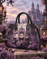 Violet Moon Bunnies Leather Handbag
