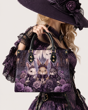 Violet Moon Bunnies Leather Handbag