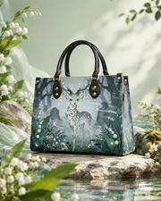 Violet Moon Bunnies Leather Handbag