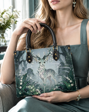 Violet Moon Bunnies Leather Handbag