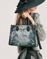 Violet Moon Bunnies Leather Handbag