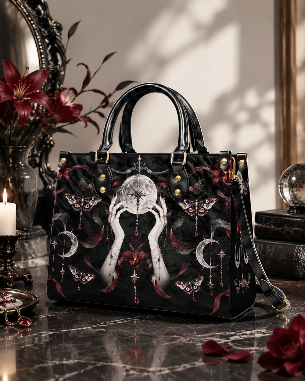 Lunar Rite Leather Handbag