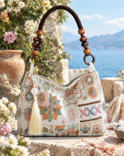 Boho Embroidery Beaded Hobo Bag