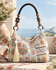 Boho Embroidery Beaded Hobo Bag