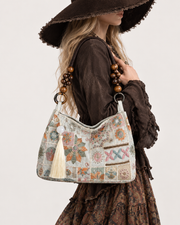 Boho Embroidery Beaded Hobo Bag