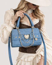 Heart Chain Denim-Style Handbag