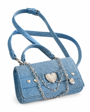 Heart Chain Denim-Style Handbag