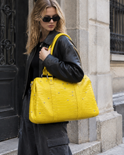 Yellow Croc Rivet Duffle Bag