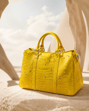 Yellow Croc Rivet Duffle Bag