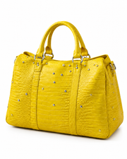 Yellow Croc Rivet Duffle Bag