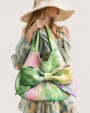 Floral Bow Hobo Tote Bag