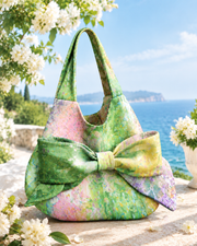 Floral Bow Hobo Tote Bag