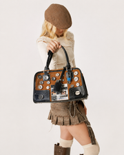 Button Patchwork Handbag