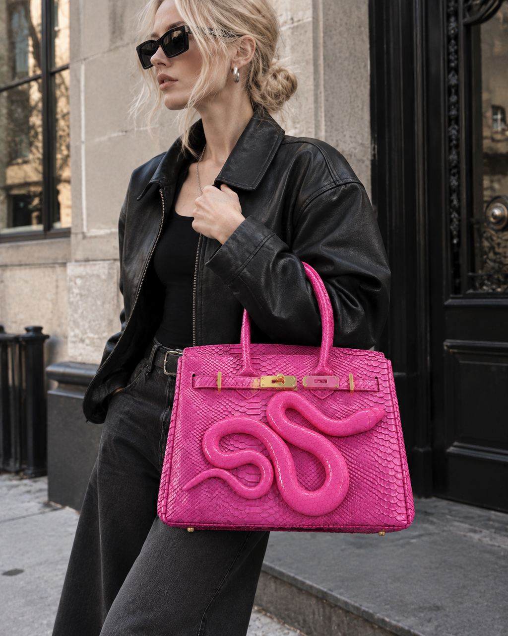 Hot Pink Python Dream Satchel