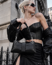 Midnight Twist Croc Satchel
