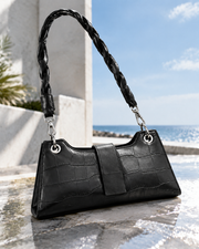 Midnight Twist Croc Satchel