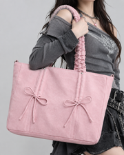 Blush Ruched Bow Tote