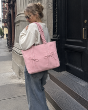 Blush Ruched Bow Tote