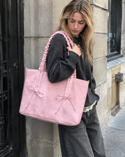Blush Ruched Bow Tote