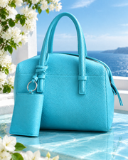 Turquoise Pebble Boston Bag